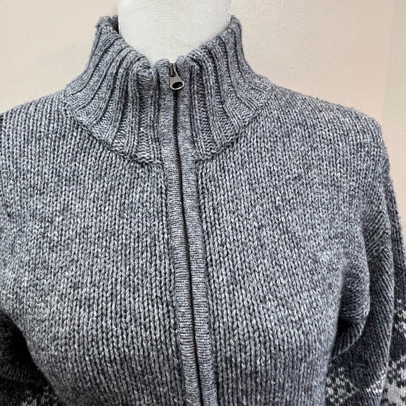 💥2/$15 NWT Old Navy grey white kimono sleeve cotton wool fair isle sweater sz S - Picture 6 of 13